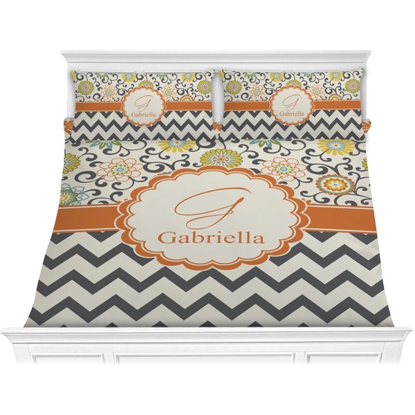 Custom Swirls, Floral & Chevron Comforter Set - King (Personalized)