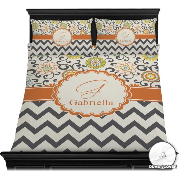 Swirls, Floral & Chevron Bedding Set (Queen) - Duvet