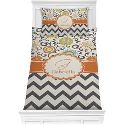 Swirls, Floral & Chevron Comforter Set - Twin (Personalized)