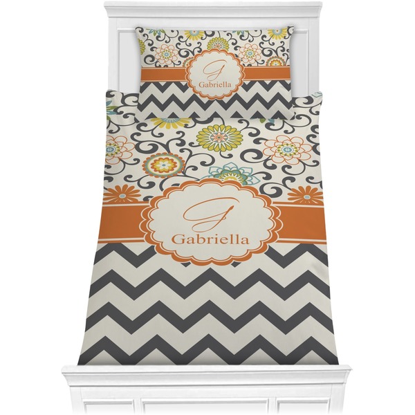 Swirls, Floral & Chevron Bedding Set (Twin)