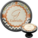 Swirls, Floral & Chevron Cabinet Knob (Black) (Personalized)