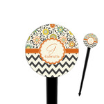 Swirls, Floral & Chevron 4" Round Plastic Food Picks - Black - Double Sided (Personalized)