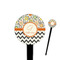 Swirls, Floral & Chevron 4" Round Plastic Food Picks - Black - Double Sided (Personalized)