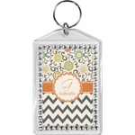 Swirls, Floral & Chevron Bling Keychain (Personalized)