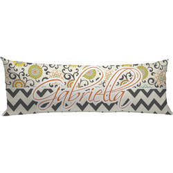Swirls, Floral & Chevron Body Pillow Case (Personalized)
