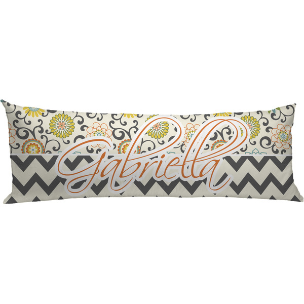 Custom Swirls, Floral & Chevron Body Pillow Case (Personalized)