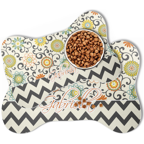 Swirls, Floral & Chevron Bone Shaped Dog Mats - MAIN