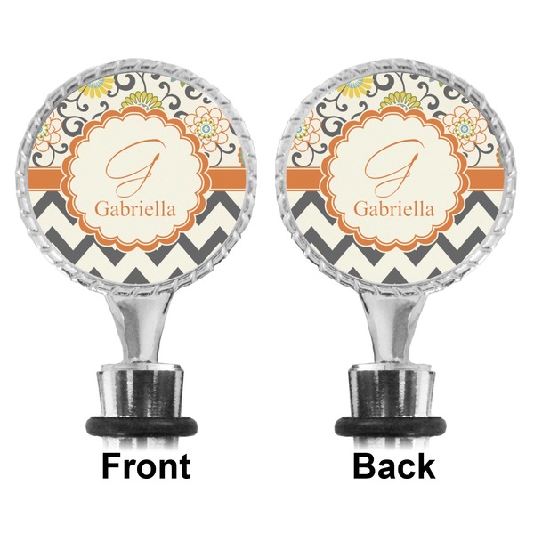 Swirls, Floral & Chevron Bottle Stopper - Front and Back