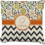 Swirls, Floral & Chevron Faux-Linen Throw Pillow 20" (Personalized)