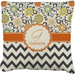 Swirls, Floral & Chevron Faux-Linen Throw Pillow 26" (Personalized)