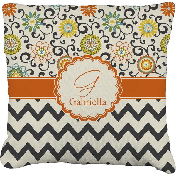 Custom Swirls, Floral & Chevron Faux-Linen Throw Pillow 26" (Personalized)