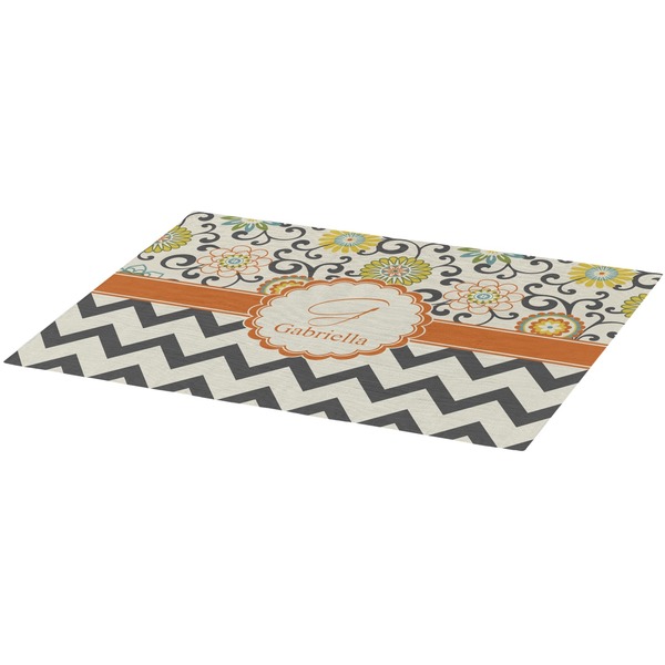 Swirls, Floral & Chevron Burlap Placemat (Angle View)