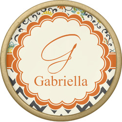 Swirls, Floral & Chevron Cabinet Knob - Gold (Personalized)