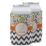 Swirls, Floral & Chevron Can Cooler (12 oz) w/ Name and Initial