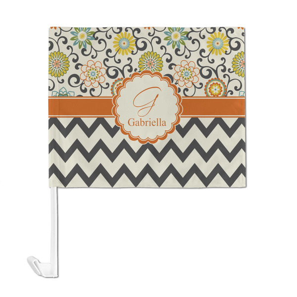 Swirls, Floral & Chevron Car Flag - Large - FRONT