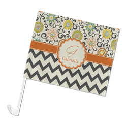 Swirls, Floral & Chevron Car Flag - Large (Personalized)