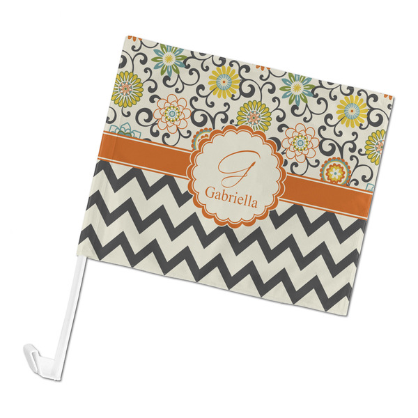 Custom Swirls, Floral & Chevron Car Flag - Large (Personalized)
