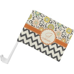 Swirls, Floral & Chevron Car Flag - Small w/ Name and Initial