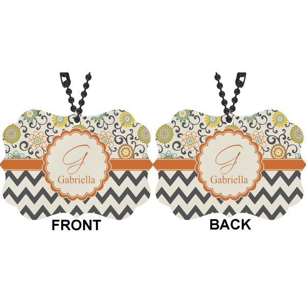 Swirls, Floral & Chevron Car Ornament (Approval)