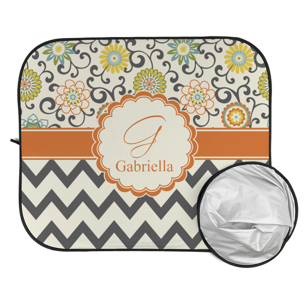 Swirls, Floral & Chevron Car Sun Shades - FOLDED & UNFOLDED