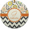 Swirls, Floral & Chevron Ceramic Flat Ornament - Circle (Front)