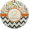 Swirls, Floral & Chevron Round Ceramic Ornament w/ Name and Initial