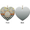 Swirls, Floral & Chevron Ceramic Flat Ornament - Heart Front & Back (APPROVAL)