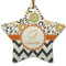 Swirls, Floral & Chevron Star Ceramic Ornament w/ Name and Initial