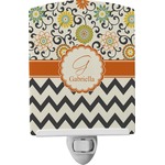 Swirls, Floral & Chevron Ceramic Night Light (Personalized)