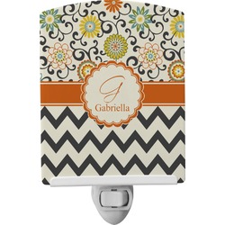 Swirls, Floral & Chevron Ceramic Night Light (Personalized)
