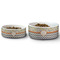 Swirls, Floral & Chevron Ceramic Dog Bowls - Size Comparison