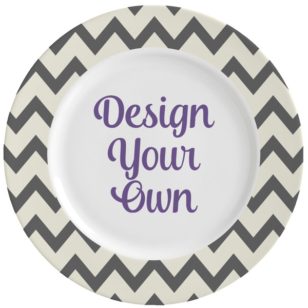 Custom Swirls, Floral & Chevron Ceramic Dinner Plates (Set of 4) (Personalized)