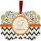 Swirls, Floral & Chevron Metal Frame Ornament - Double Sided w/ Name and Initial