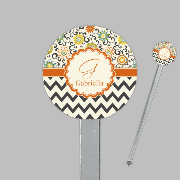 Swirls, Floral & Chevron Clear Plastic 7" Stir Stick - Round - Closeup