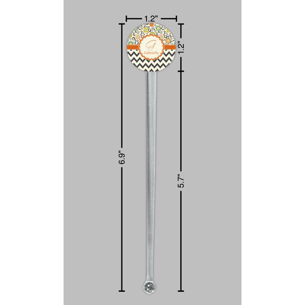Swirls, Floral & Chevron Clear Plastic 7" Stir Stick - Round - Dimensions