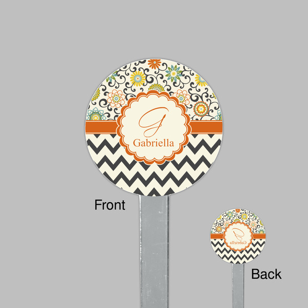 Swirls, Floral & Chevron Clear Plastic 7" Stir Stick - Round - Front & Back