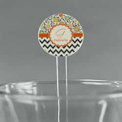 Swirls, Floral & Chevron 5.5" Round Plastic Stir Sticks - Clear (Personalized)