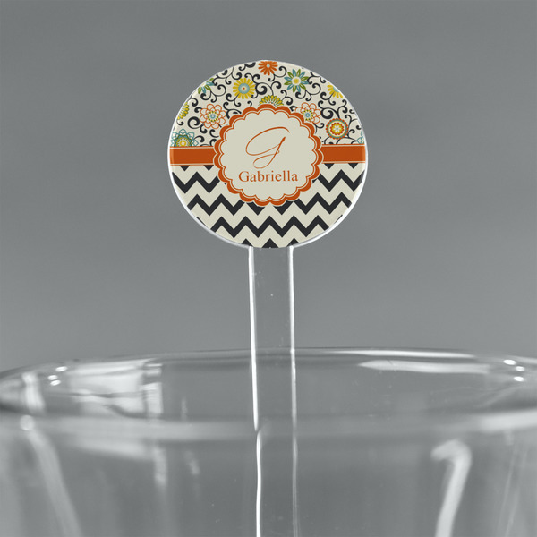 Custom Swirls, Floral & Chevron 5.5" Round Plastic Stir Sticks - Clear (Personalized)