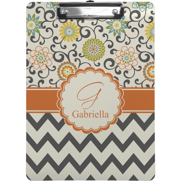 Custom Swirls, Floral & Chevron Clipboard (Letter Size) (Personalized)