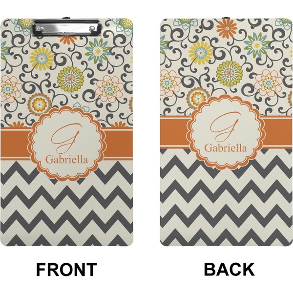 Swirls, Floral & Chevron Clipboard (Legal) (Front + Back)