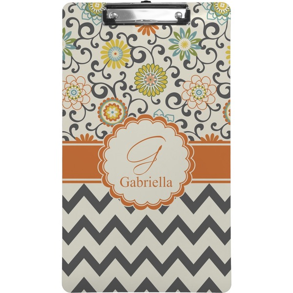 Custom Swirls, Floral & Chevron Clipboard (Legal Size) (Personalized)