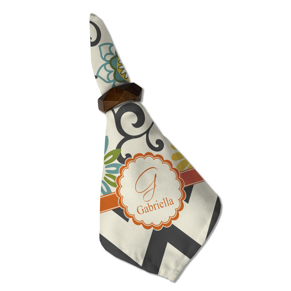 Swirls, Floral & Chevron Cloth Napkins - Personalized Dinner (Folded in Ring) (MAIN)