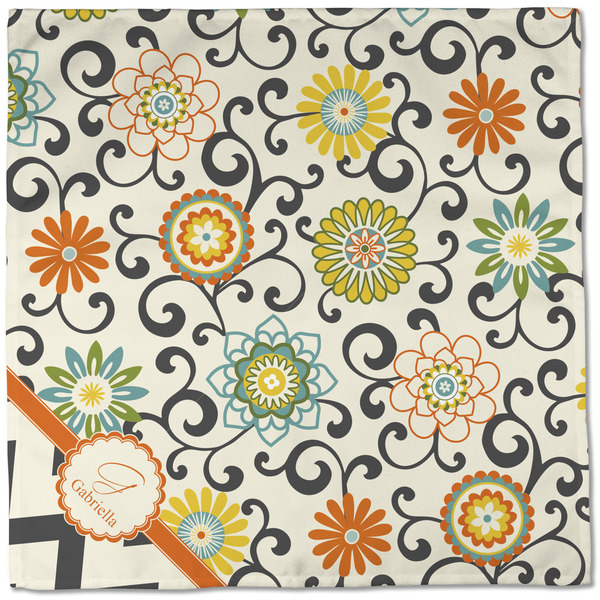 Swirls, Floral & Chevron Cloth Napkins - Personalized Dinner (Full Open)