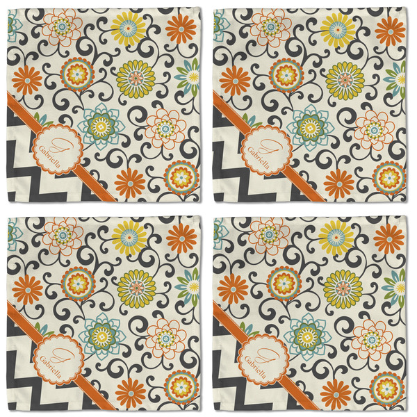 Swirls, Floral & Chevron Cloth Napkins - Personalized Lunch (APPROVAL) Set of 4