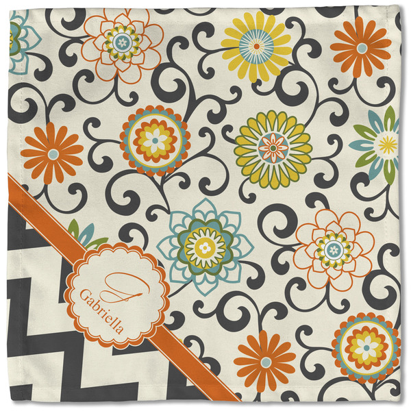 Swirls, Floral & Chevron Cloth Napkins - Personalized Lunch (Single Full Open)