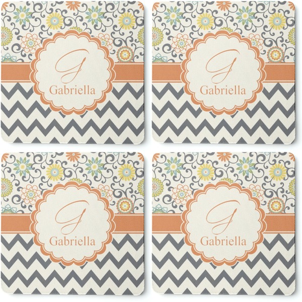 Swirls, Floral & Chevron Coaster Rubber Back - Apvl