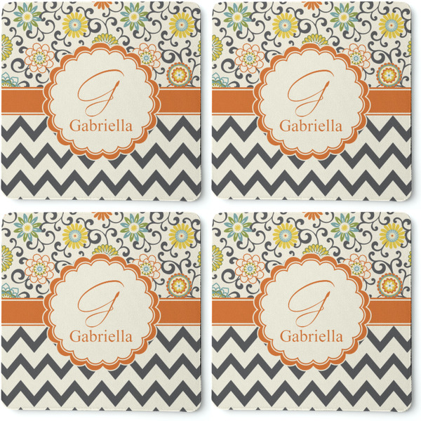 Swirls, Floral & Chevron Coaster Rubber Back - Apvl