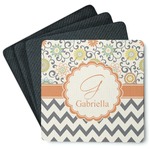 Swirls, Floral & Chevron Square Rubber Backed Coasters - Set of 4 (Personalized)