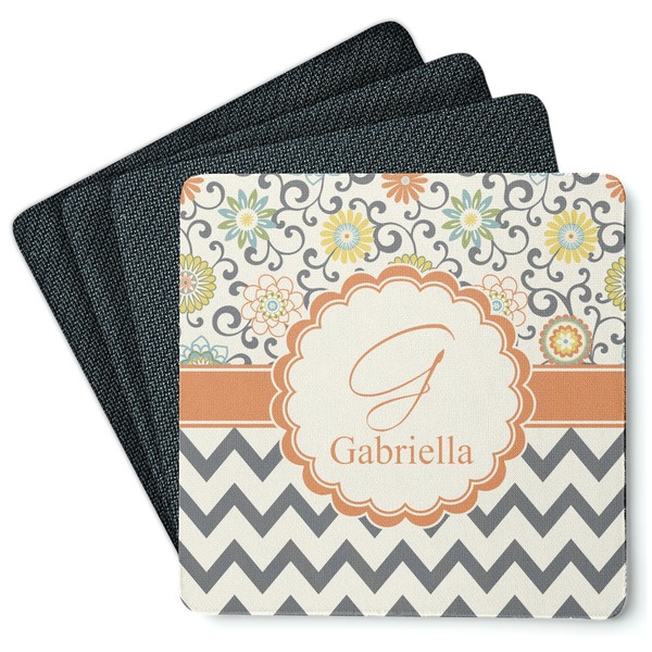 Swirls, Floral & Chevron Coaster Rubber Back - Main