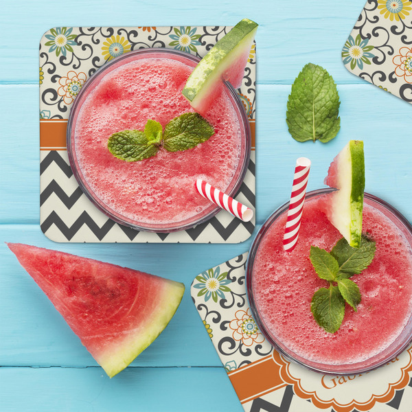 Swirls, Floral & Chevron Coaster Set - LIFESTYLE